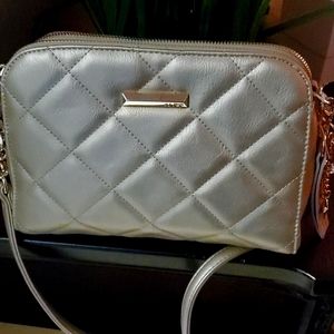 Champagne gold Aldo crossbody purse.
